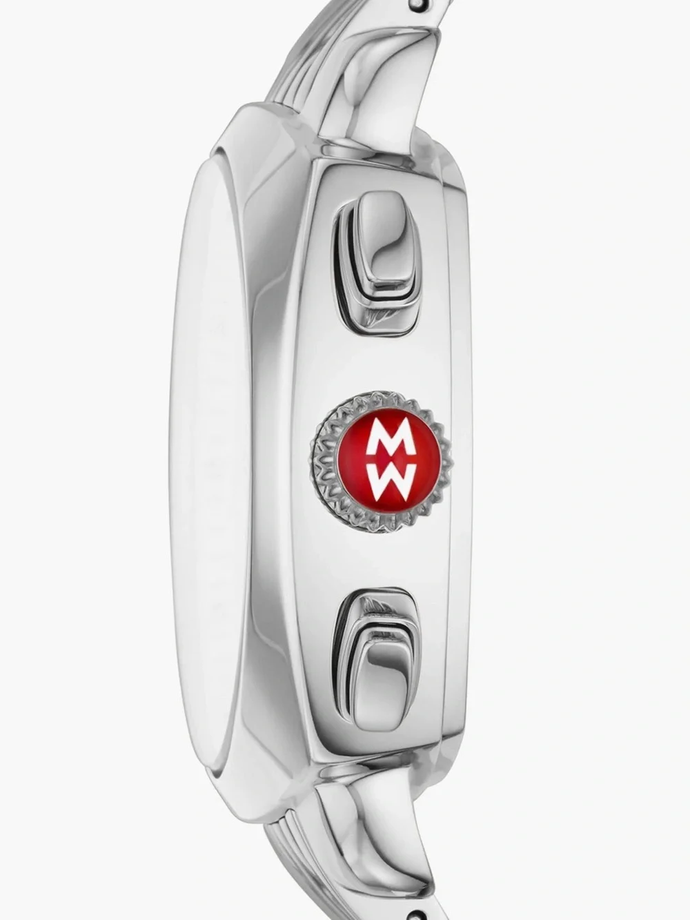 Michele Silver-Tone Stainless Steel Chronograph Watch with White Dial